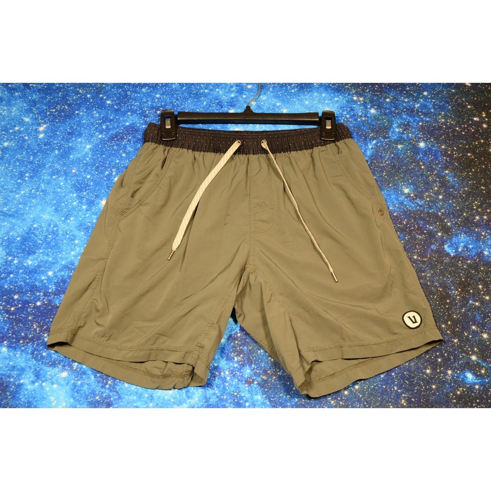 Vuori Shorts Mens Medium Green Banks Swim Trunks Elastic Waist Pockets Lined